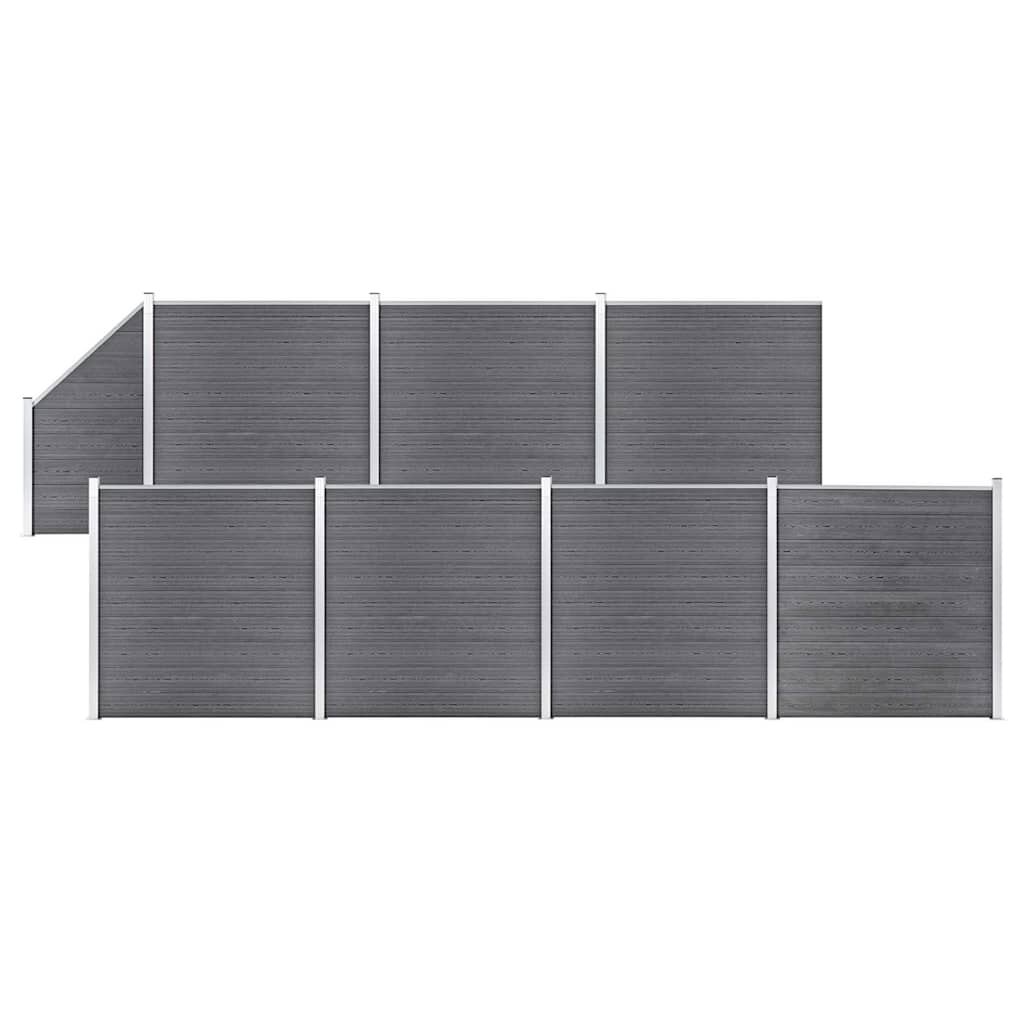 vidaXL WPC plot 7 štvorcových + 1 zošikmený diel 1311x186 cm sivý