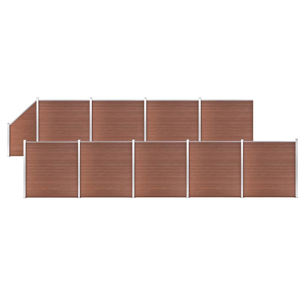 vidaXL WPC plot 9 štvorcových + 1 zošikmený diel 1657x186 cm hnedý