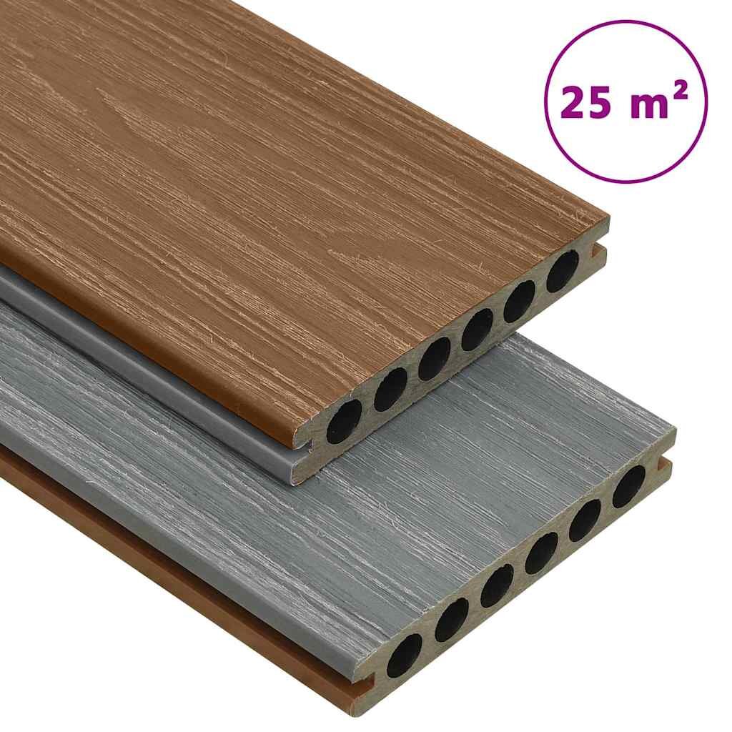 vidaXL WPC terasové dosky s príslušenstvom hnedo-sivé 25 m² 4 m
