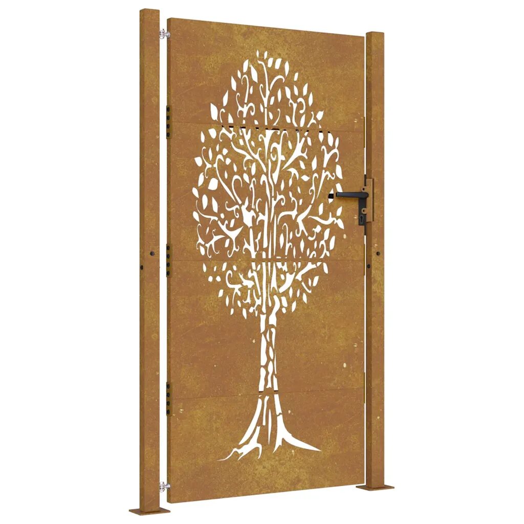 vidaXL Záhradná brána 100x175 cm z kortenovej ocele dizajn stromu