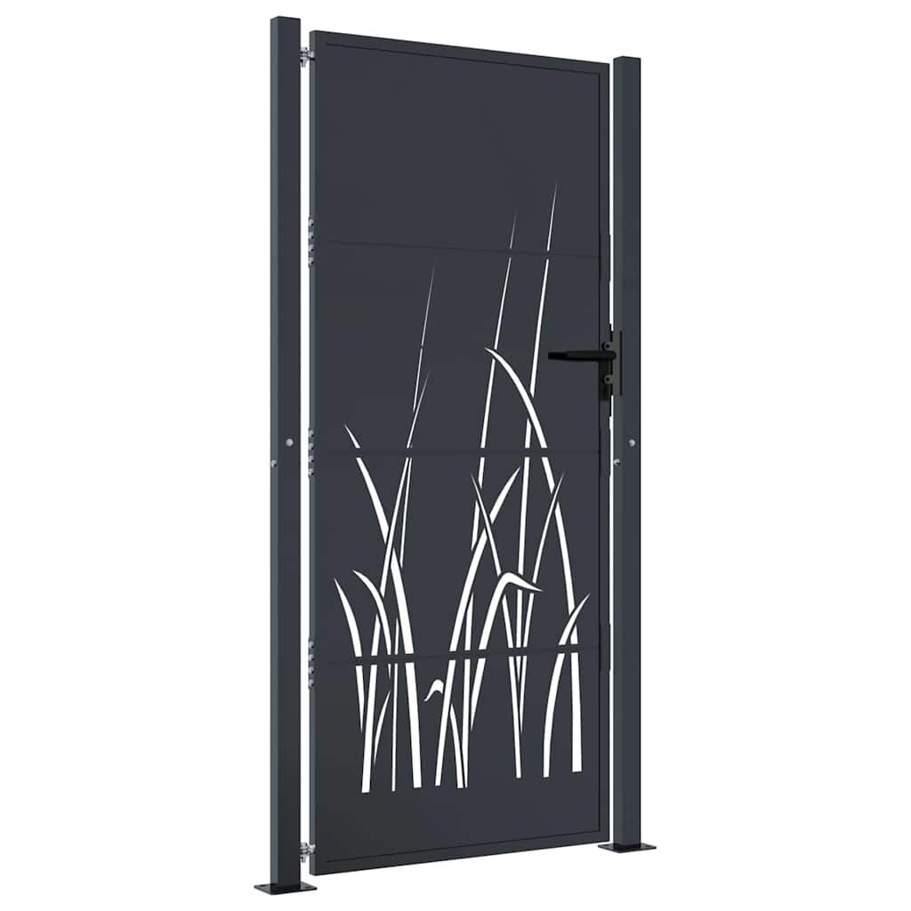 vidaXL Záhradná brána antracitová 100x200 cm oceľový dizajn s trávou