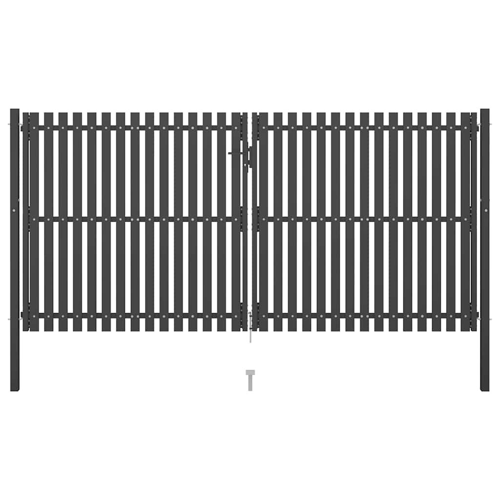 vidaXL Záhradná brána k plotu z ocele 400x175 cm antracitová