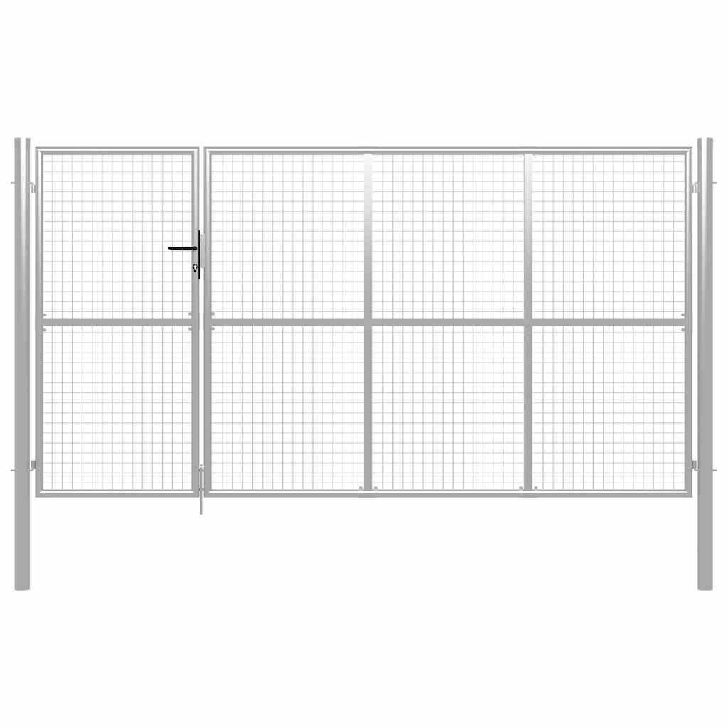 vidaXL Záhradná brána oceľová 350x150 cm strieborná