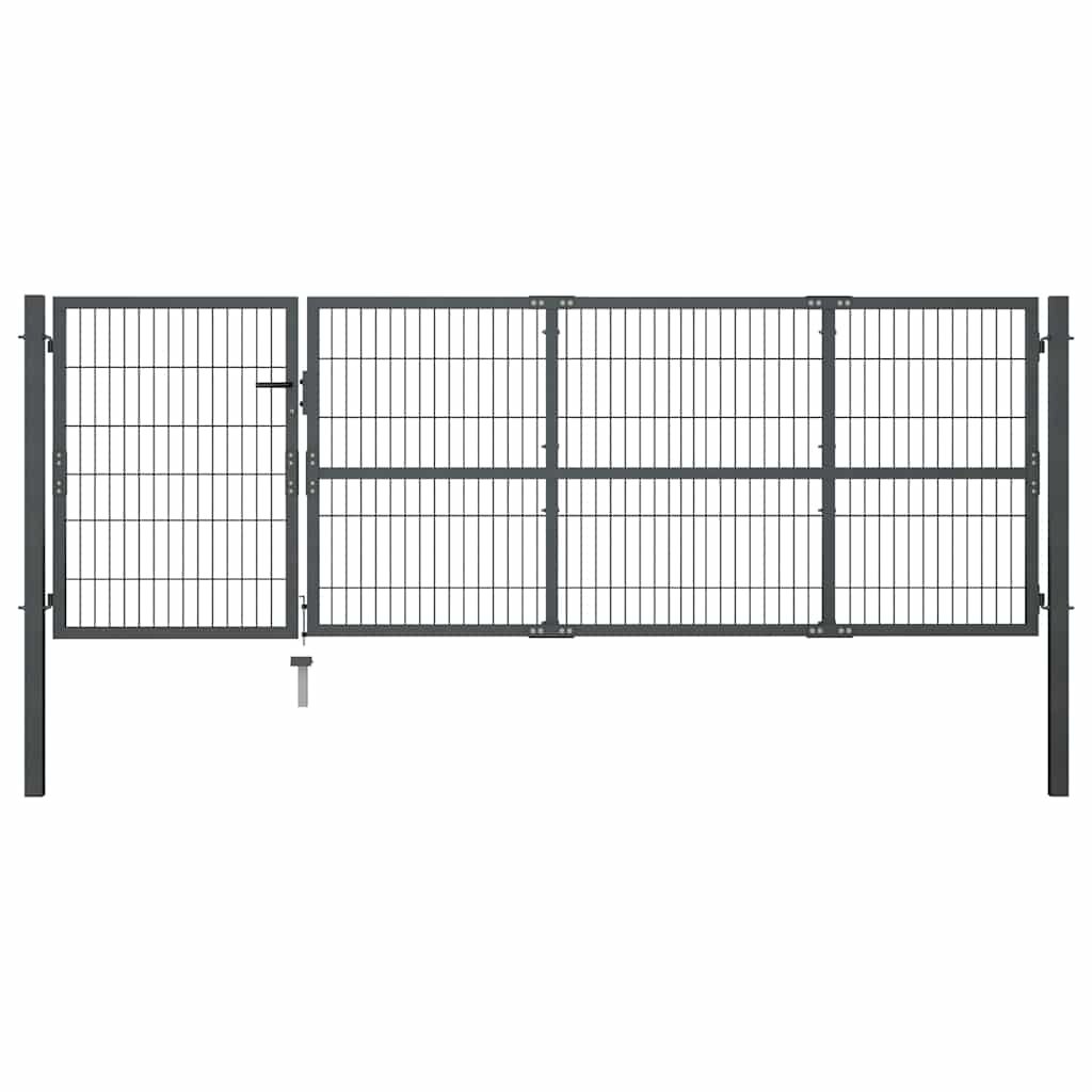 vidaXL Záhradná brána so stĺpikmi oceľová 350x100 cm antracitová