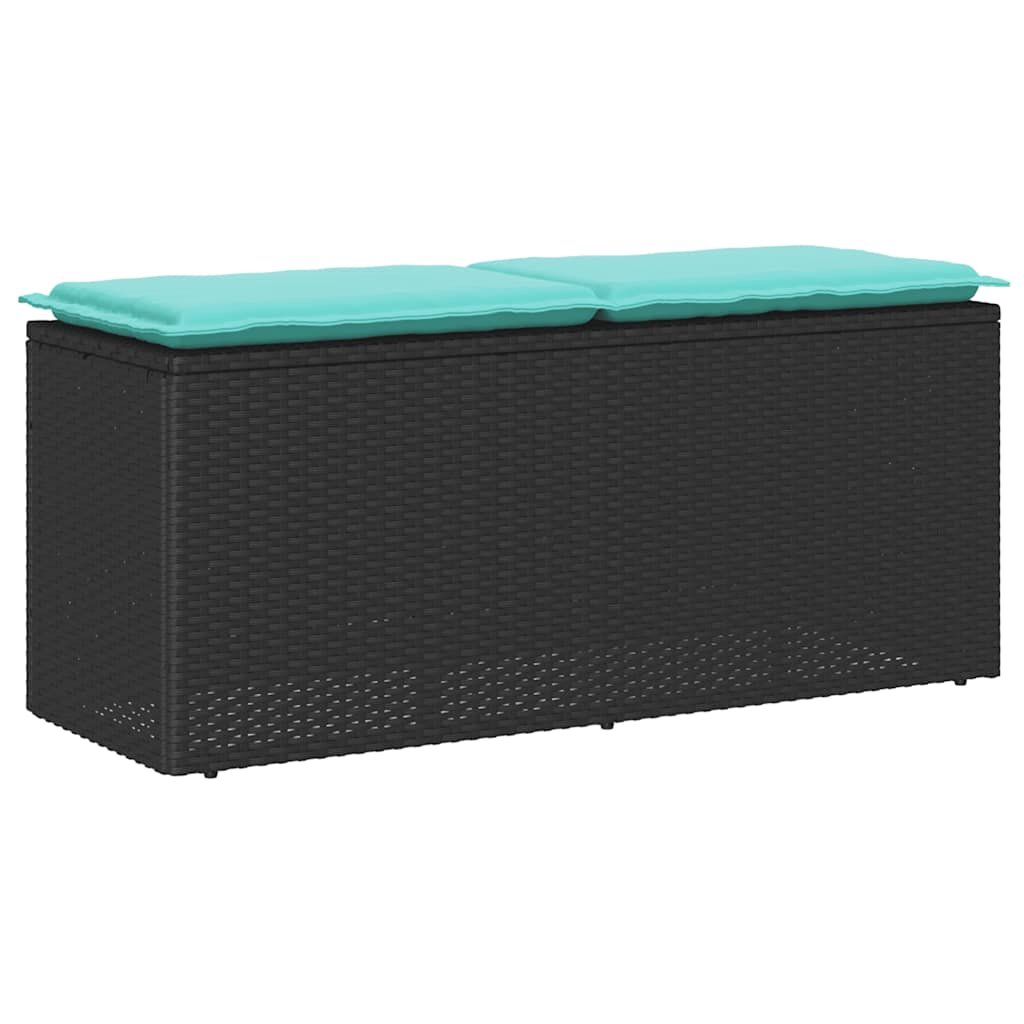 vidaXL Záhradná lavička s vankúšom Čierna 110x40x44 cm Poly Rattan