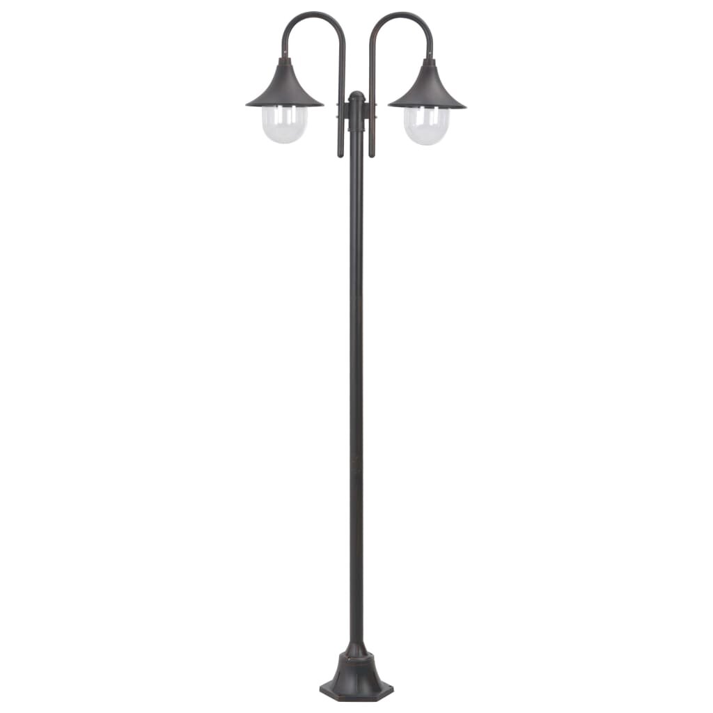 vidaXL Záhradná stĺpová lampa E27 220 cm hliníková 2-lampáše bronzová
