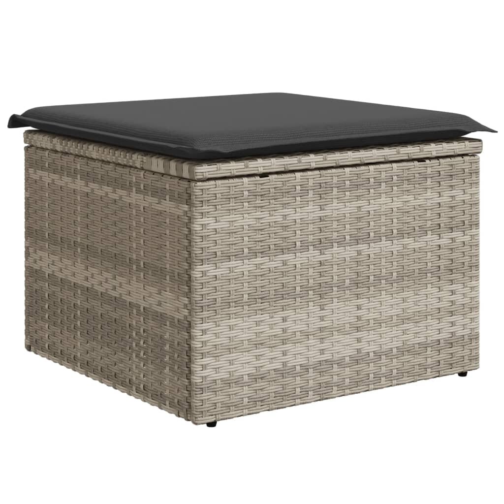 vidaXL Záhradná taburetka s vankúšom bledosivá 55x55x37 cm polyratan