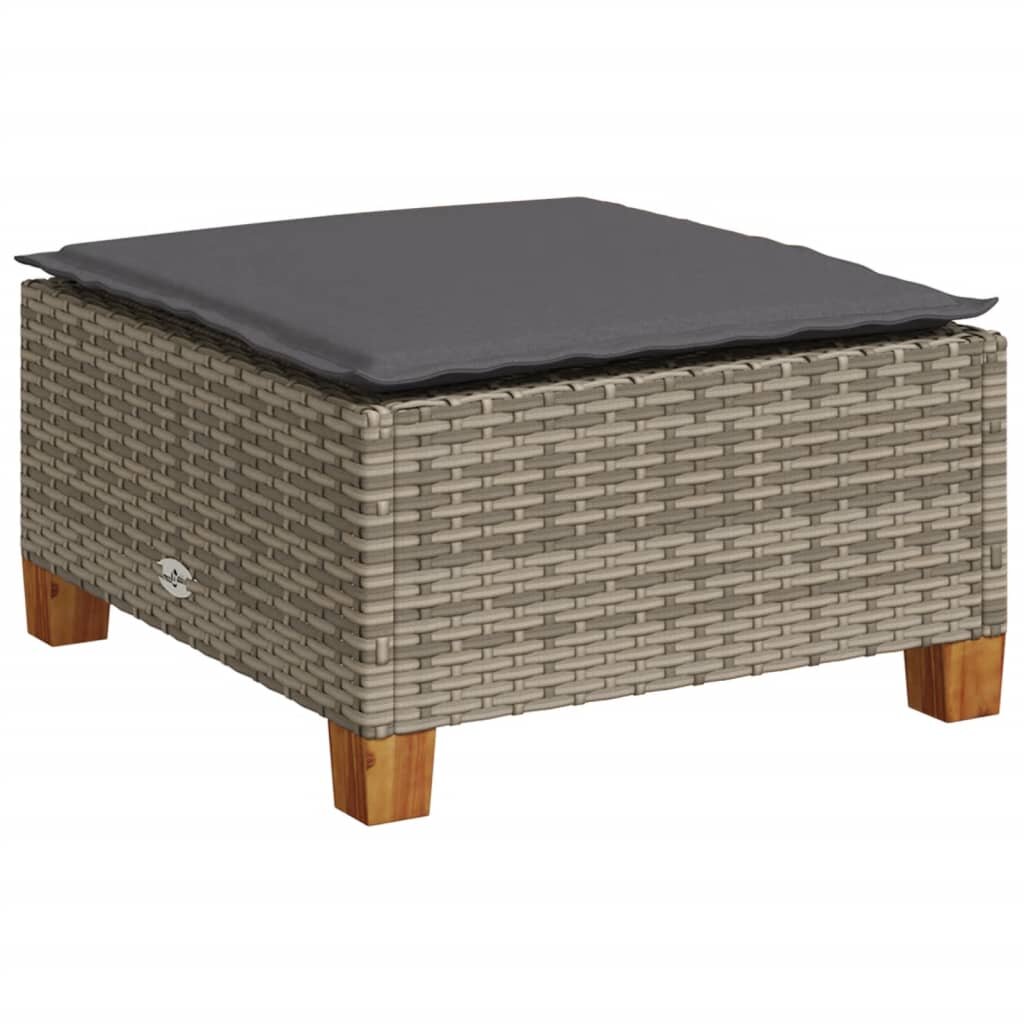 vidaXL Záhradná taburetka s vankúšom sivá 635x56x32 cm polyratan
