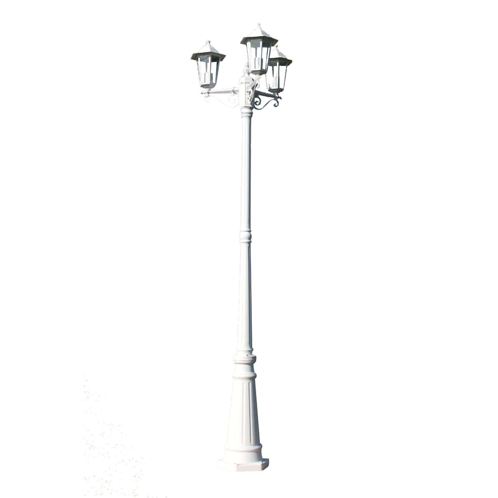 vidaXL Záhradné trojramenné stĺpové svietidlo Kingston biele 215 cm