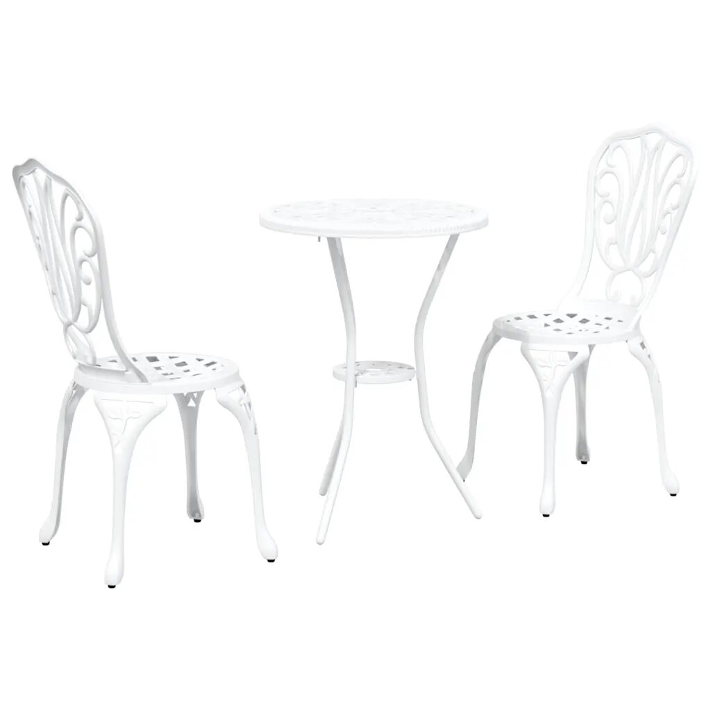 vidaXL Záhradný bistro set 3 ks Biela Hliník