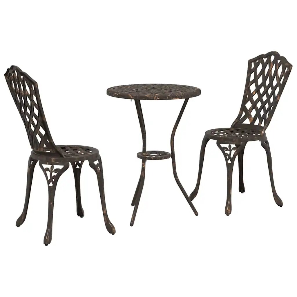 vidaXL Záhradný bistro set 3 ks Bronzová Hliník
