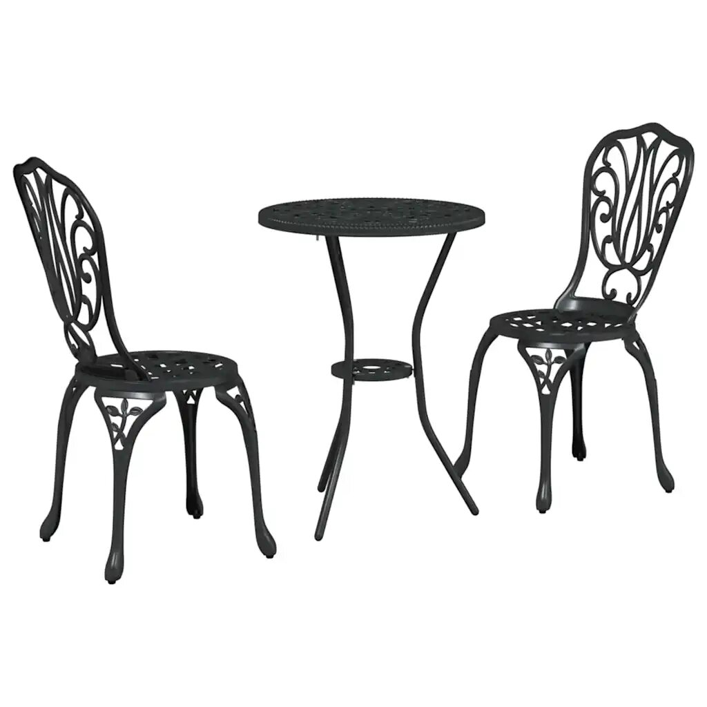 vidaXL Záhradný bistro set 3 ks Čierna Hliník