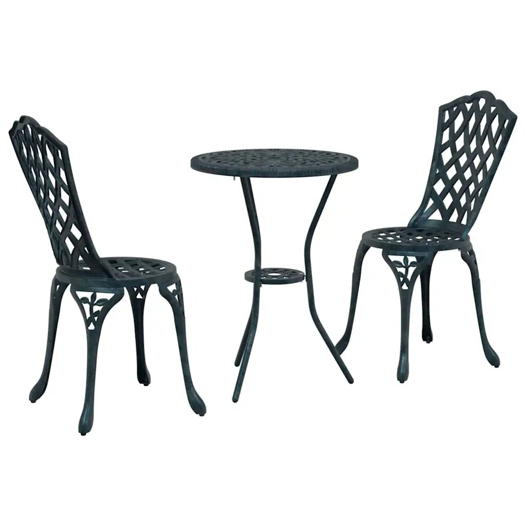 vidaXL Záhradný bistro set 3 ks Zelená Hliník