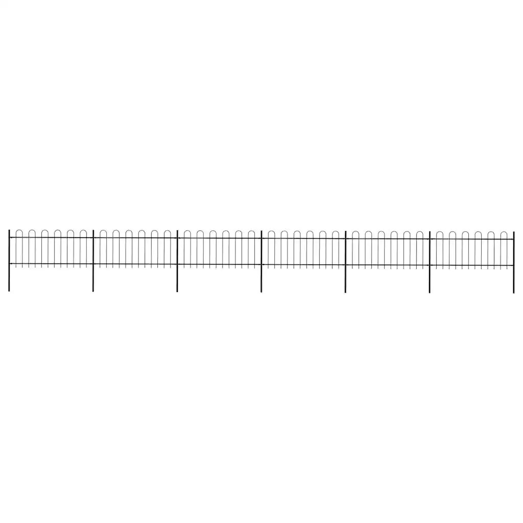 vidaXL Záhradný plot s oblúkom navrchu oceľový 1005x80 cm čierny