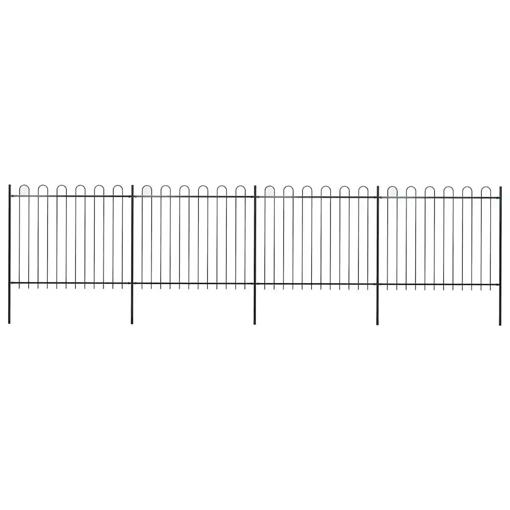 vidaXL Záhradný plot s oblúkom navrchu oceľový 671x150 cm čierny