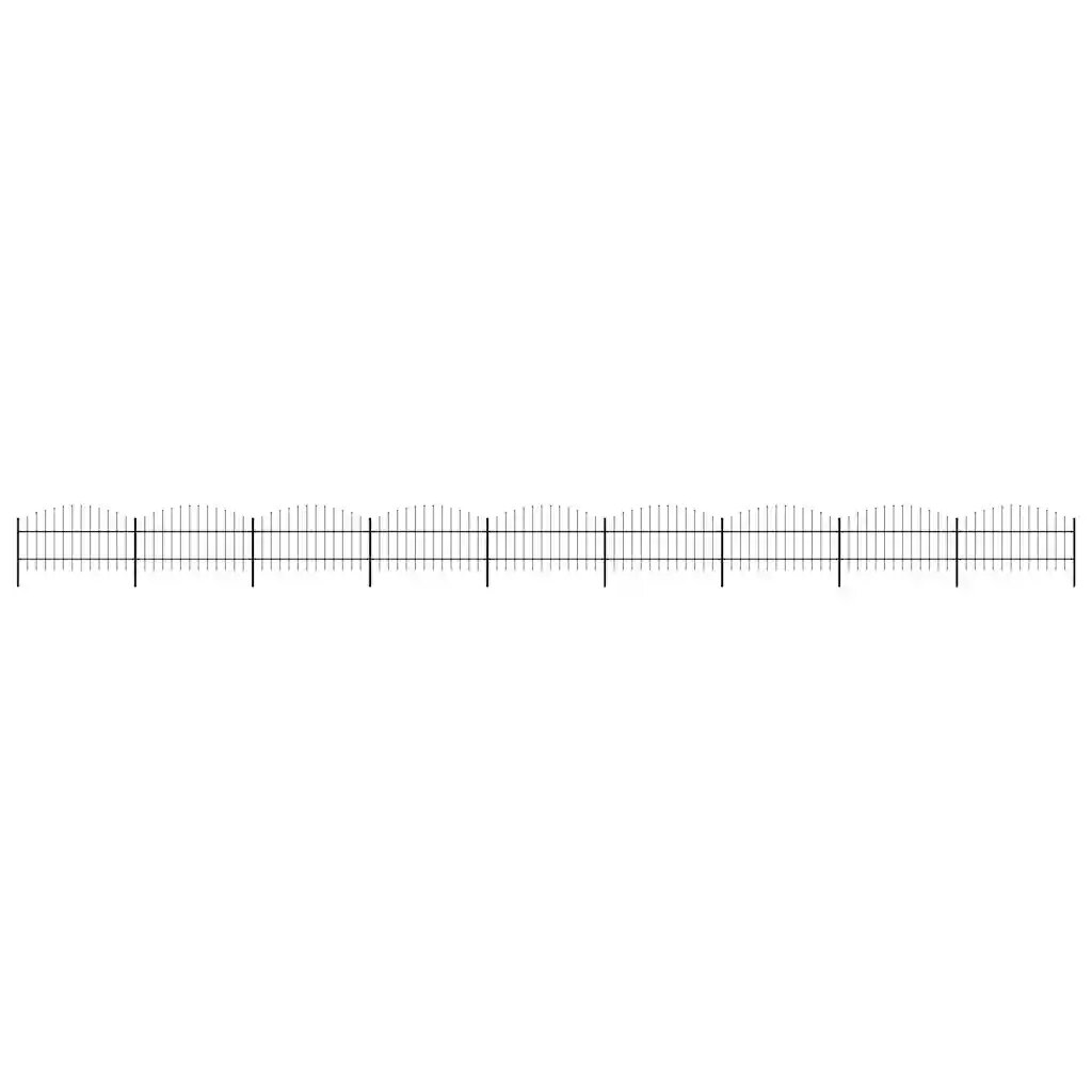 vidaXL Záhradný plot s vrchnou časťou z ocele 1506x100 cm čierny