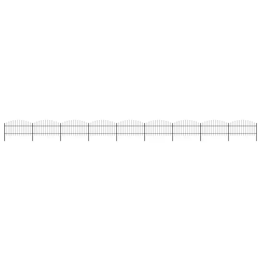 vidaXL Záhradný plot s vrchnou časťou z ocele 1506x125 cm čierny