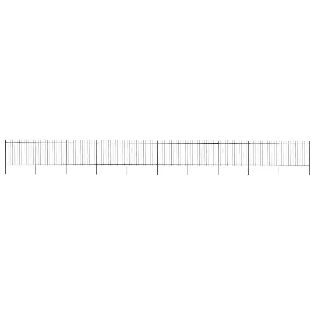 vidaXL Záhradný plot s vrchnou časťou z ocele 1673x150 cm čierny