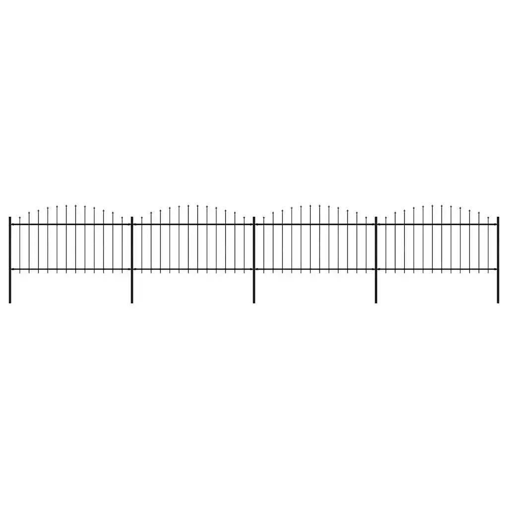 vidaXL Záhradný plot s vrchnou časťou z ocele 671x150 cm čierny
