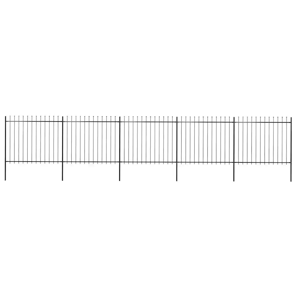 vidaXL Záhradný plot s vrchnou časťou z ocele 838x150 cm čierny