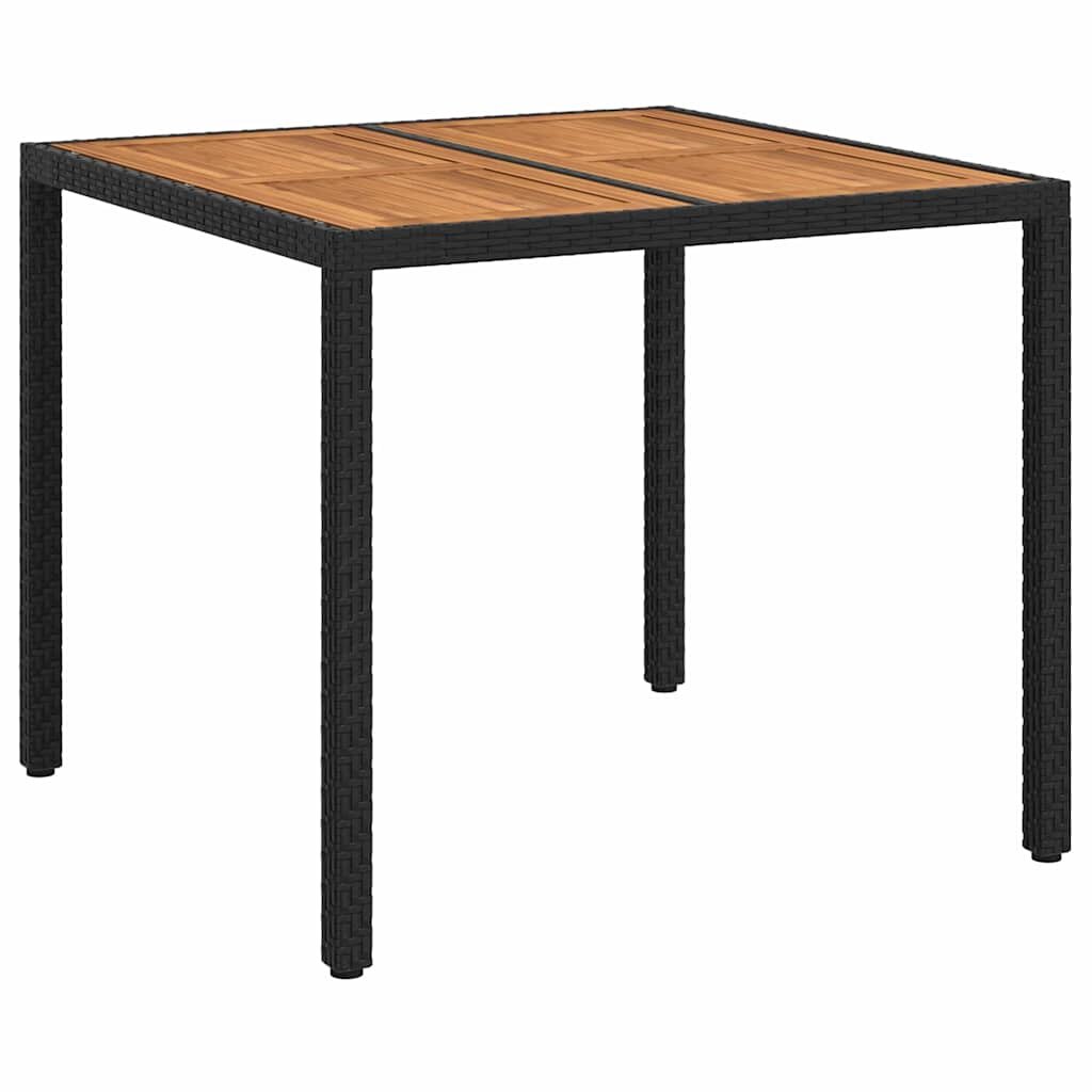 vidaXL Záhradný stôl Čierna 90 x 90 x 75 cm polyratan