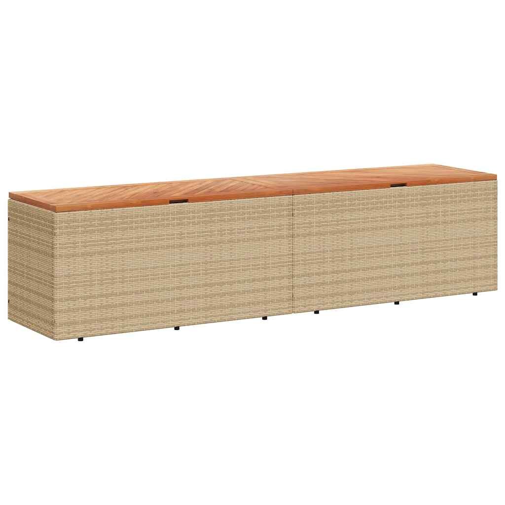 vidaXL Záhradný úložný box béžový 220x50x54 cm polyratan a akácia