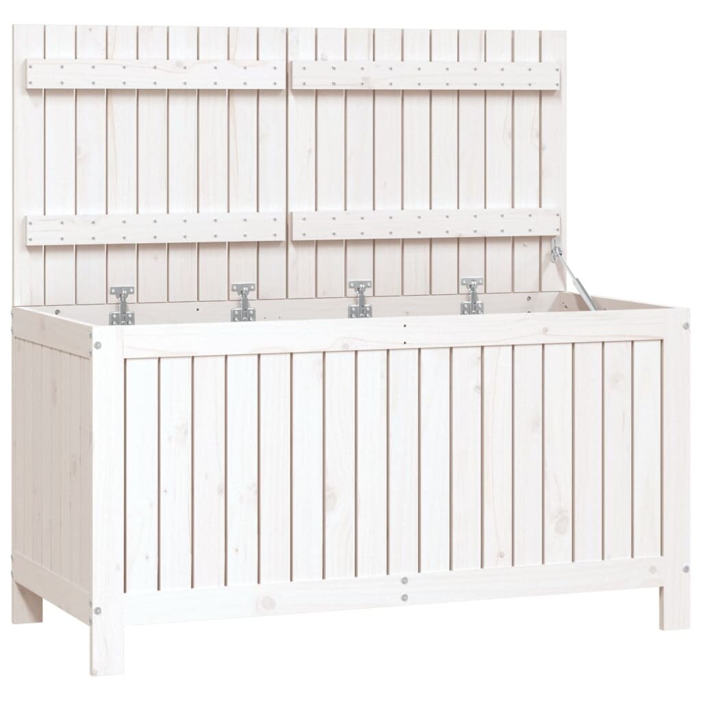 vidaXL Záhradný úložný box biely 121x55x64 cm masívna borovica