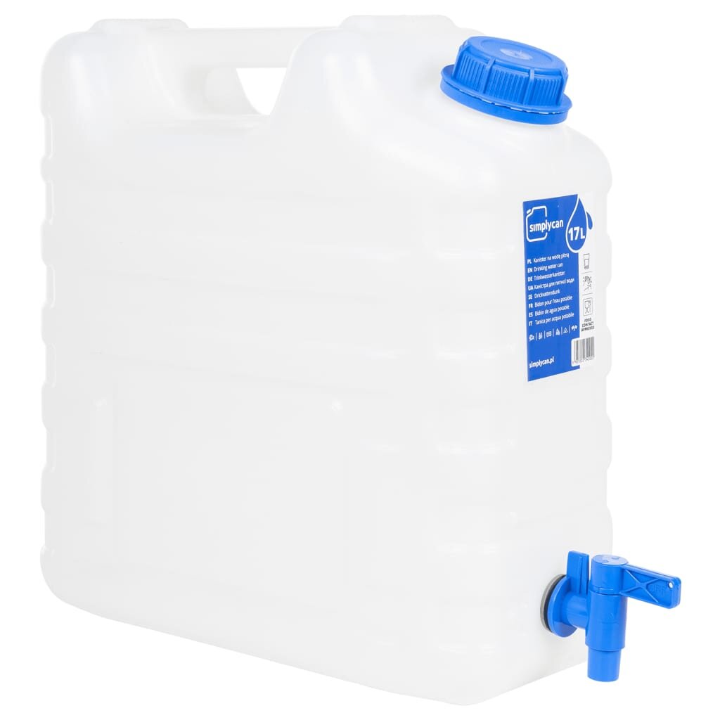 vidaXL Zásobník na vodu s kohútikom priehľadný 15 l plast