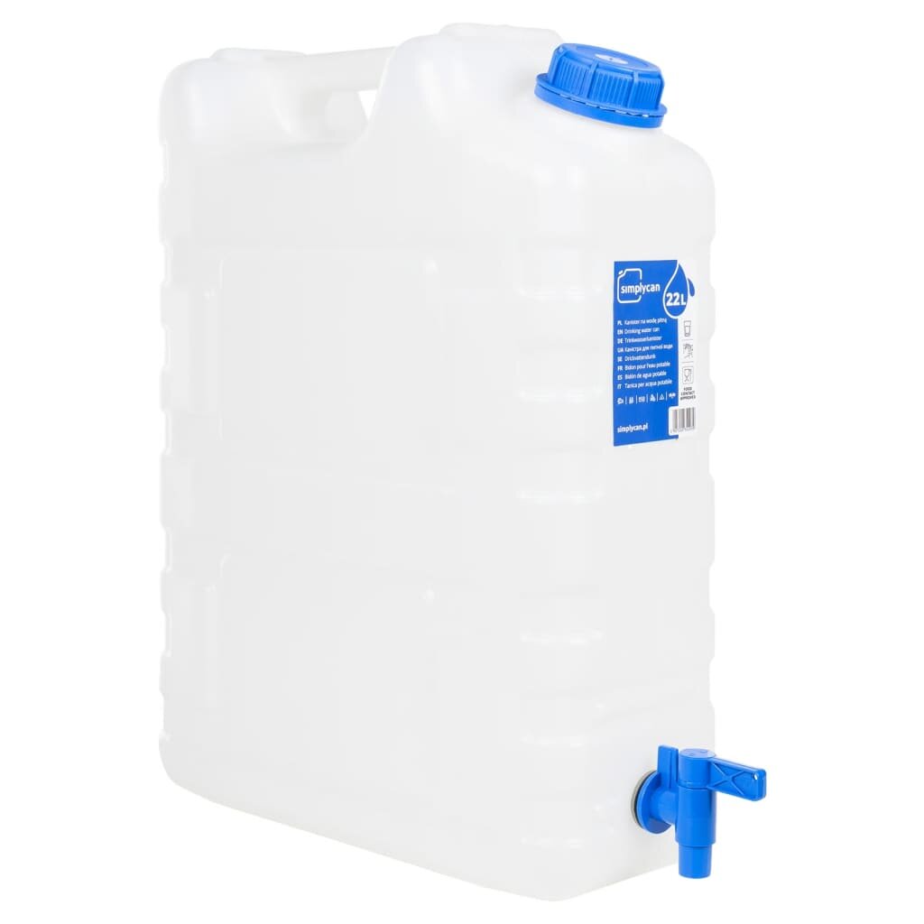 vidaXL Zásobník na vodu s kohútikom priehľadný 20 l plast