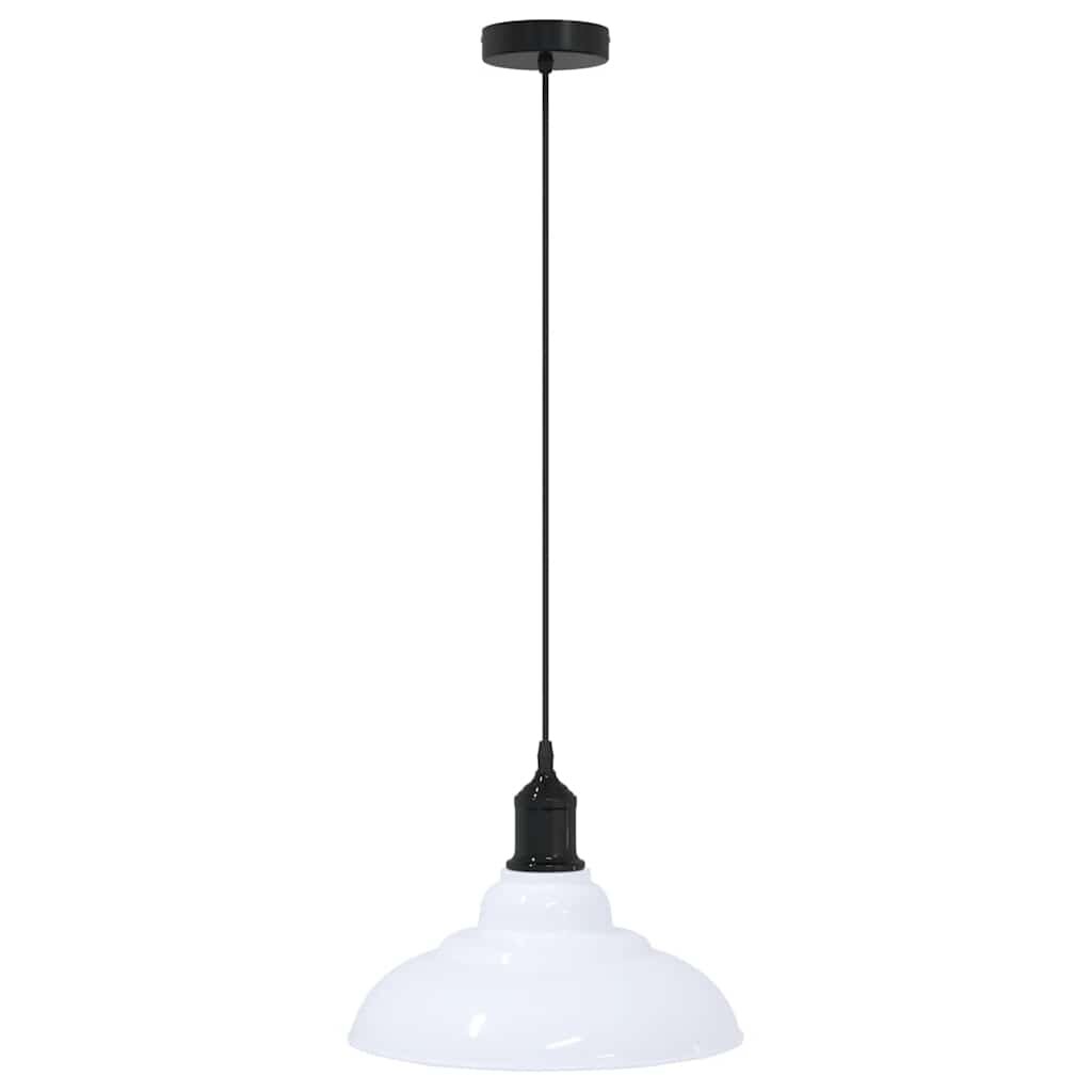 vidaXL Závesná lampa výškovo nastaviteľná E27 lesk biela Ø 31 cm kov