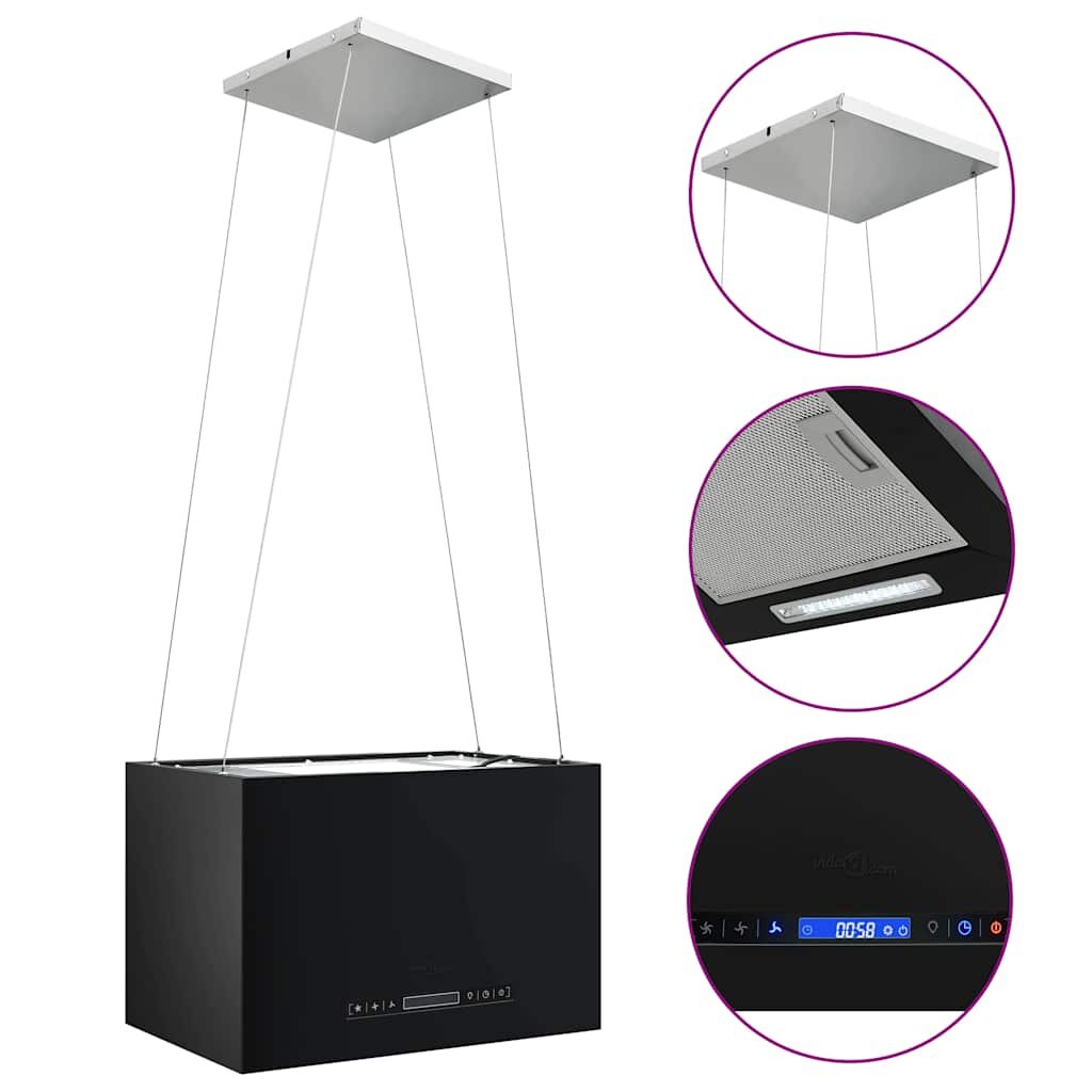 vidaXL Závesný ostrovný digestor s dotykovým senzorom LCD 55 cm práškovaná oceľ