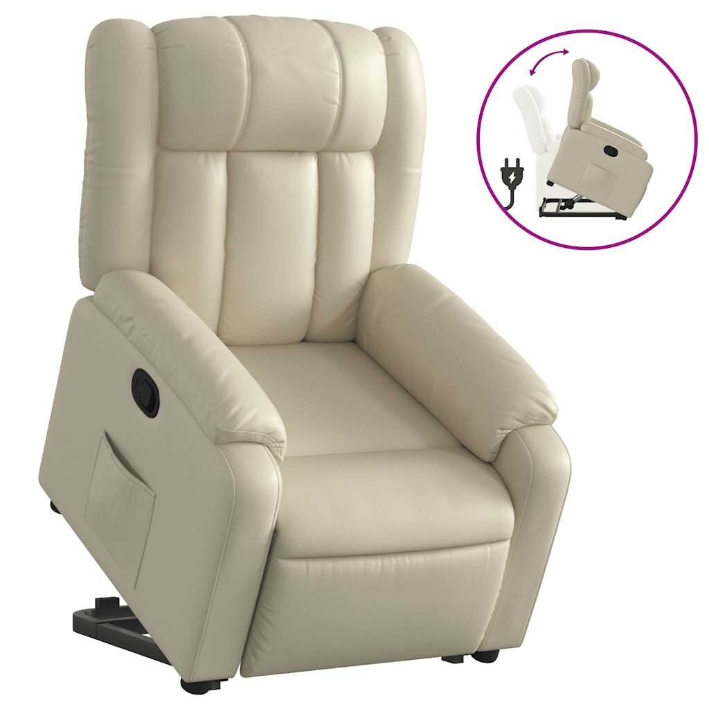 vidaXL Zdvíhacie a sklápacie kreslo krémové umelá koža