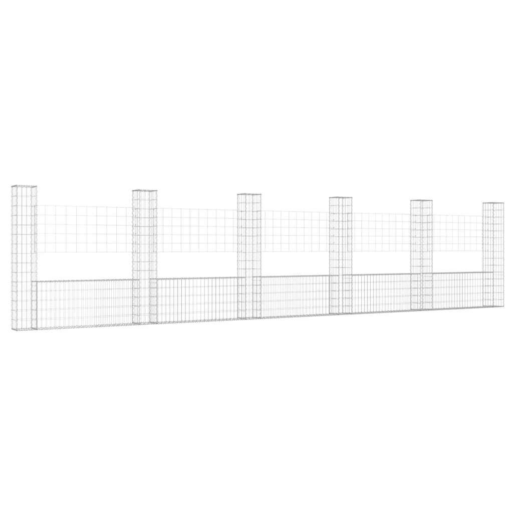 vidaXL Železný gabiónový kôš v tvare U so 6 stĺpmi 620x20x150 cm