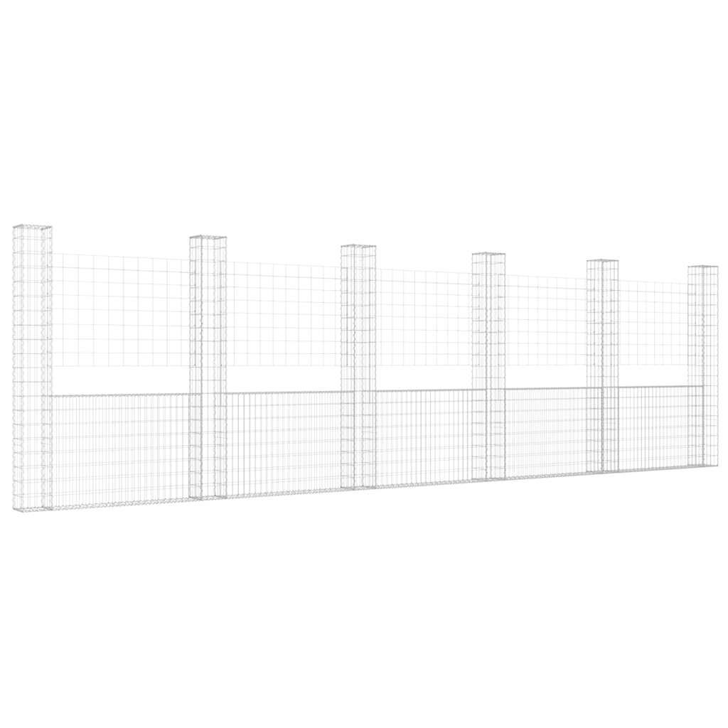 vidaXL Železný gabiónový kôš v tvare U so 6 stĺpmi 620x20x200 cm