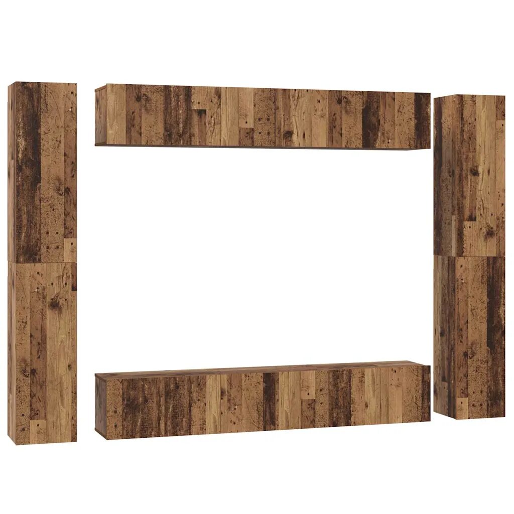 vidaXL Zostava TV skriniek 10 ks 305 x 30 x 90 cm Staré drevo