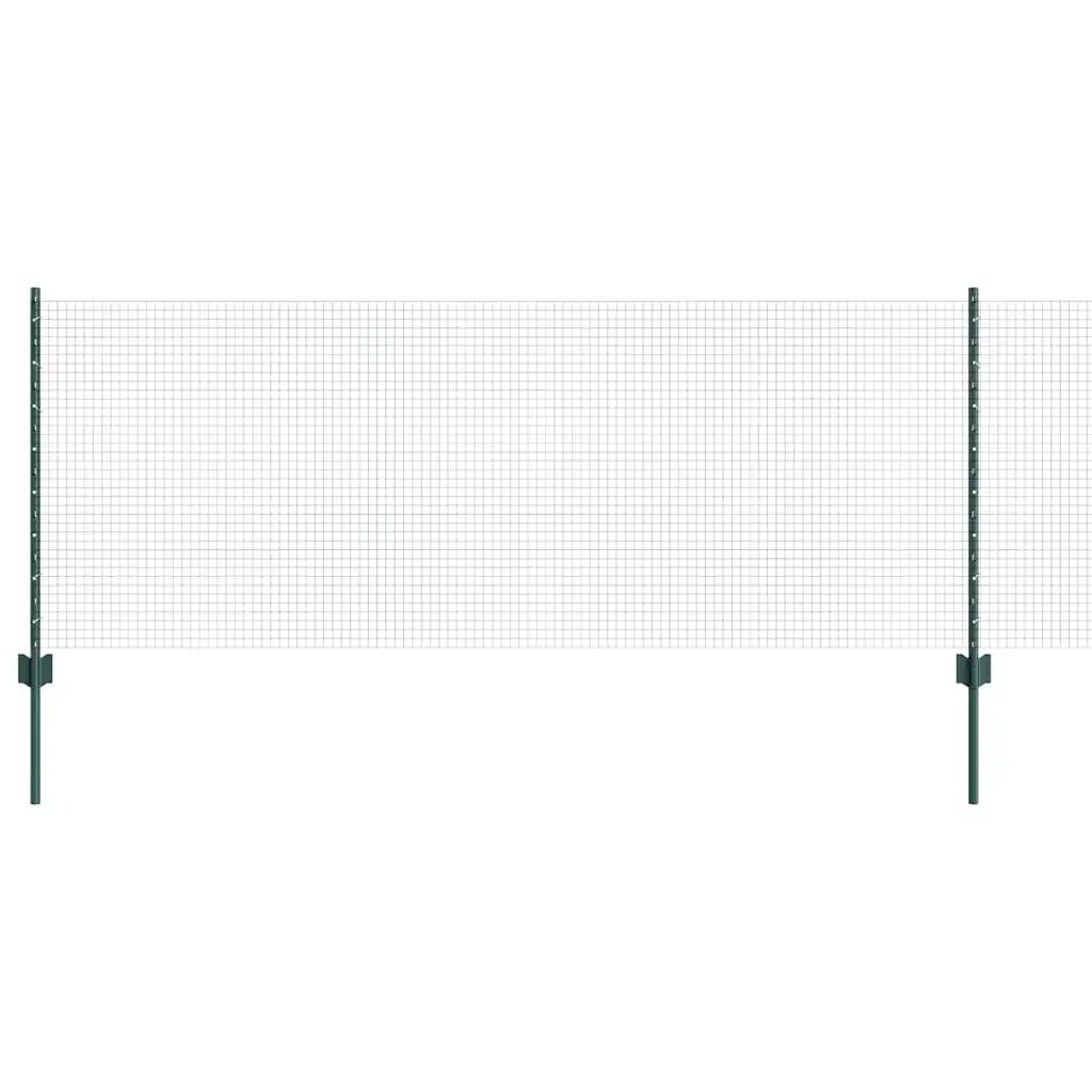 vidaXL Zvarené pletivo s podperami 100 x 08 m PVC potiahnutá oceľ